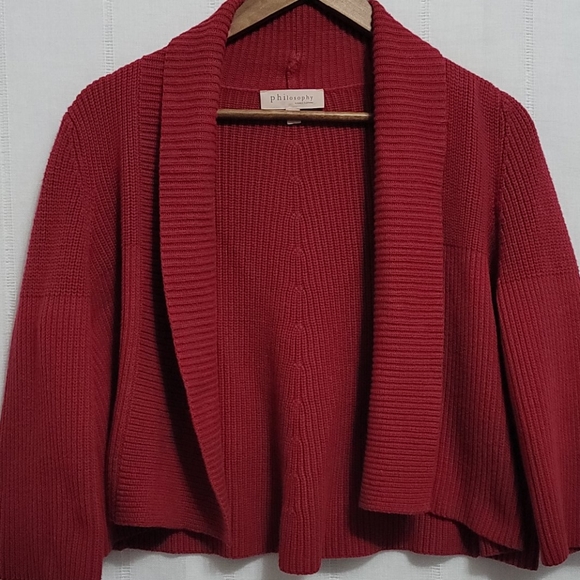 Philosophy Red Ribbed Knit Cropped Cardiga… - Picture 4 of 11